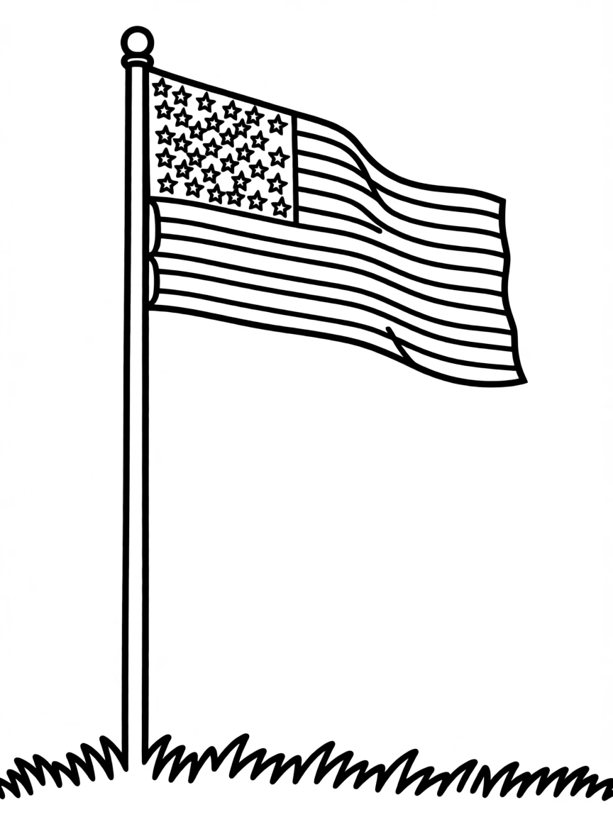 (United States) The American flag waving proudly on a flagpole