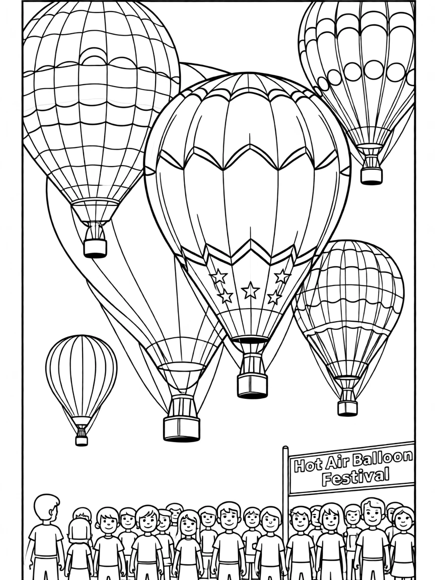 (United States) Colorful hot air balloons rising into the sky at a festival