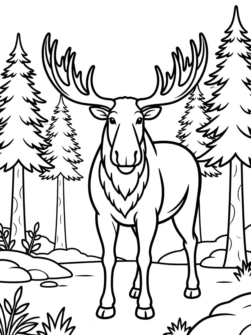 (Canada) A mighty moose standing in a tranquil forest