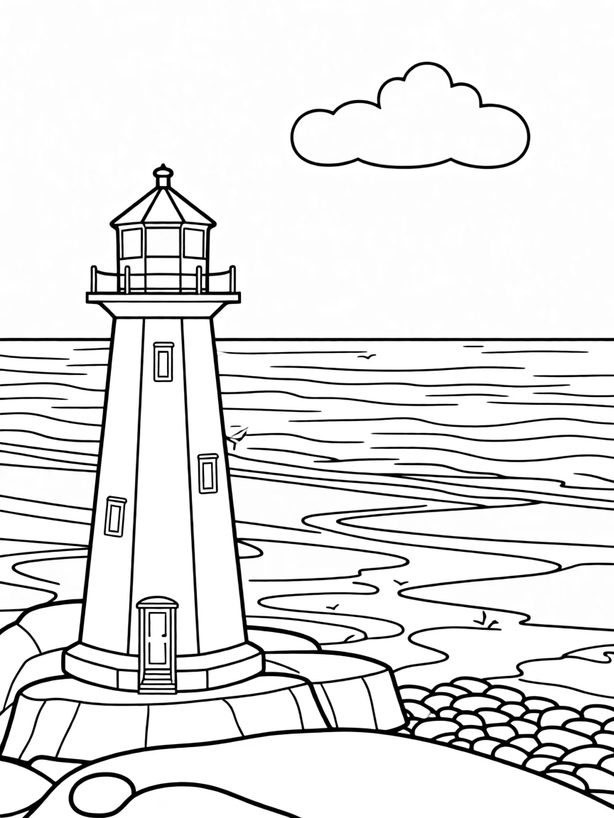 (Canada) The Bay of Fundy with a lighthouse and the ocean tide out