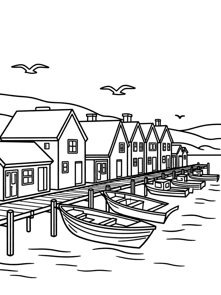 (Canada) Colorful houses and boats in a Newfoundland fishing village