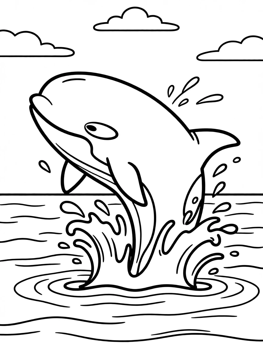 (Canada) A whale (orca) splashing its tail out of the Pacific Ocean water