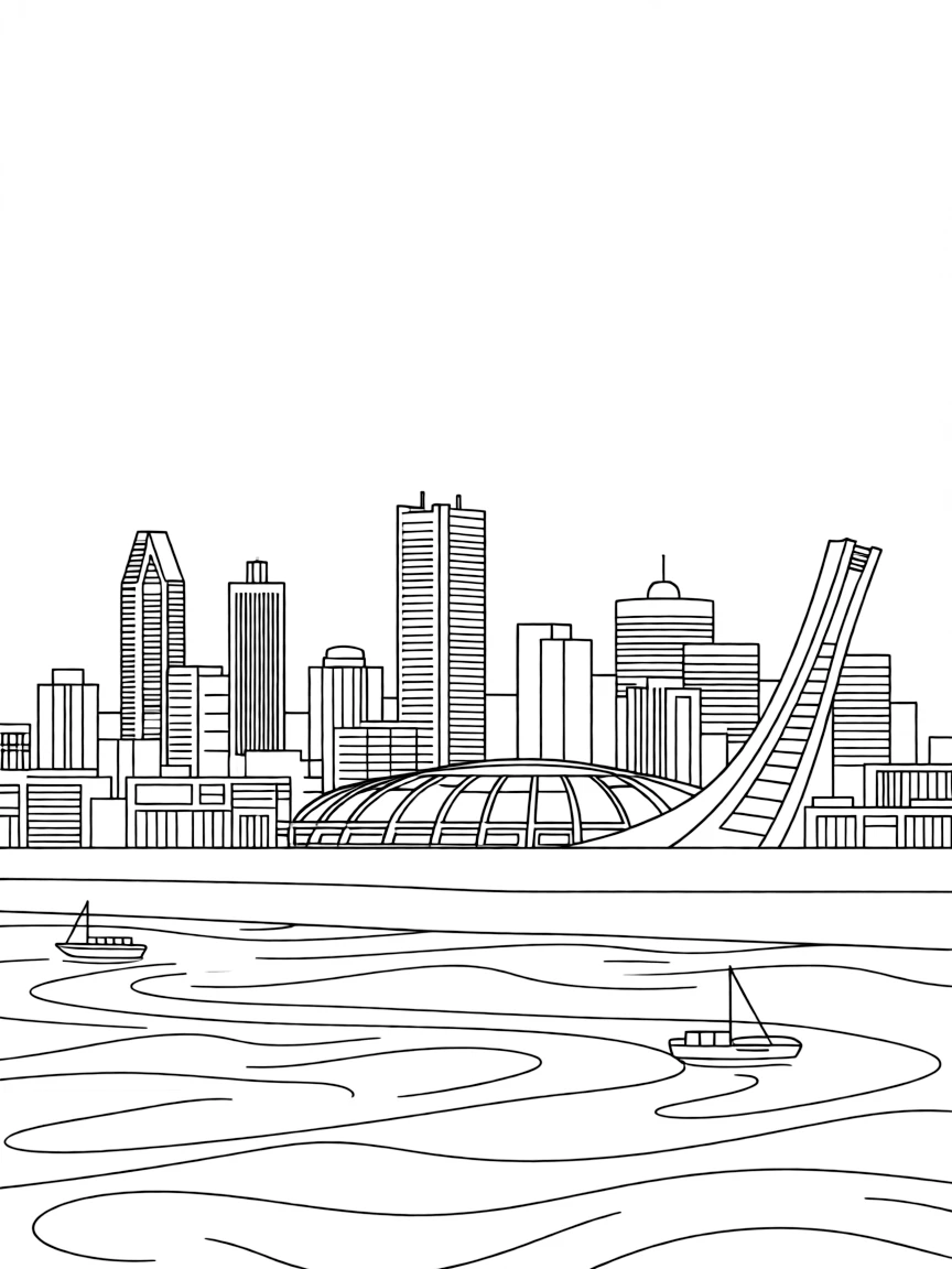 (Canada) The Montreal skyline with the Saint Lawrence River in front