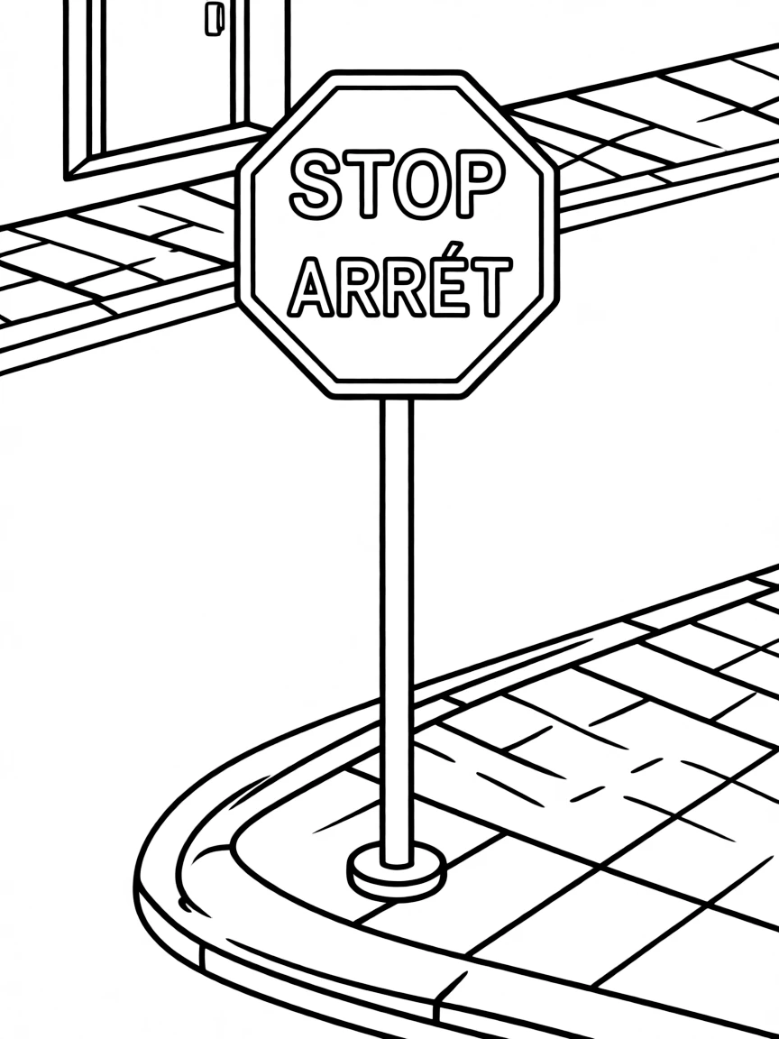 (Canada) A bilingual stop sign in English and French (“STOP/ARRÊT”) on a street corner