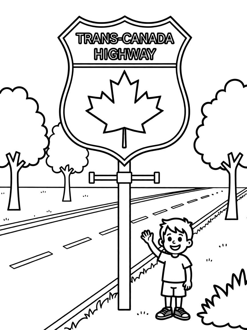 (Canada) The Trans-Canada Highway sign with a maple leaf on it
