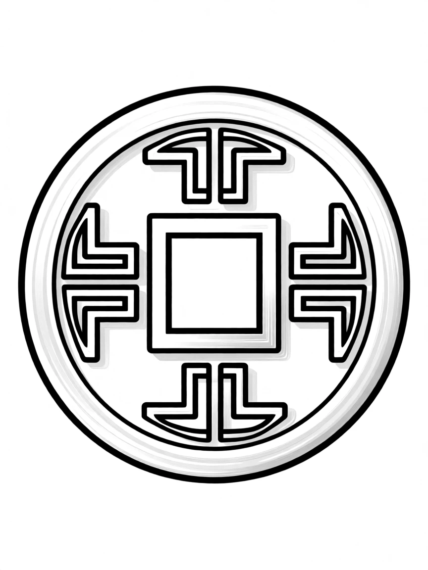 A Chinese coin with a square hole