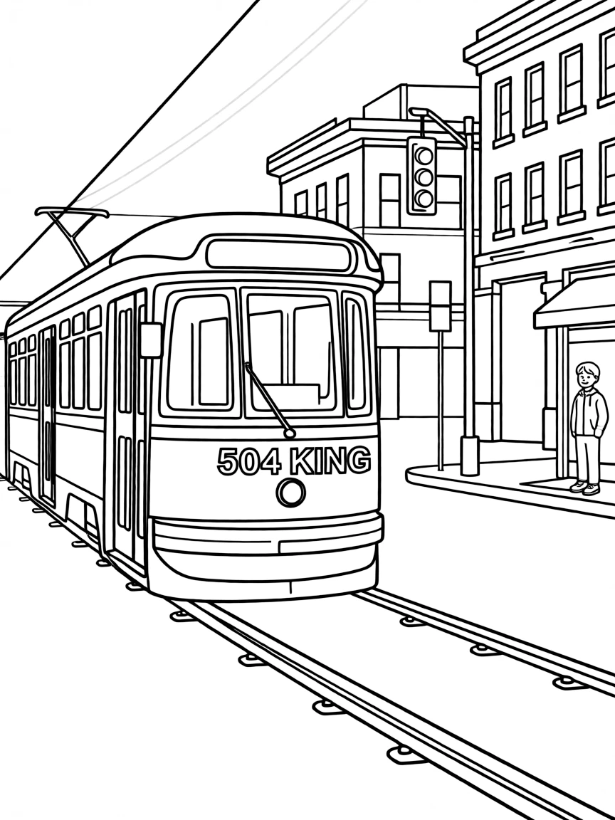 (Canada) A Toronto streetcar riding along downtown tracks
