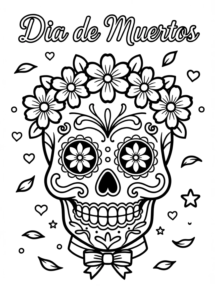 (Mexico) A smiling sugar skull (Calavera) decorated for Día de Muertos (Day of the Dead)