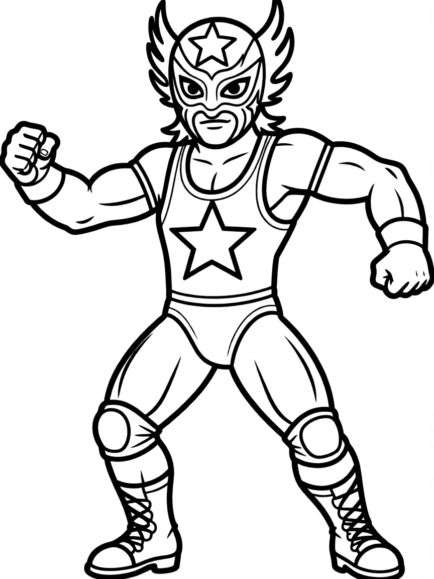 (Mexico) A luchador wrestler in a vibrant mask striking a pose
