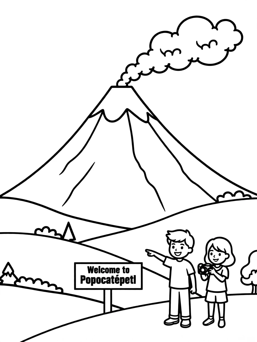 (Mexico) A view of Popocatépetl volcano with smoke rising from its top
