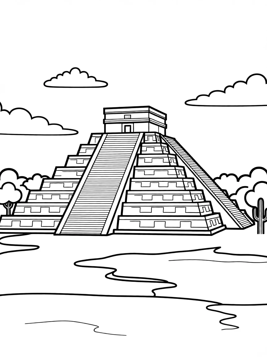 (Mexico) The Pyramid of the Sun at Teotihuacán under a clear sky