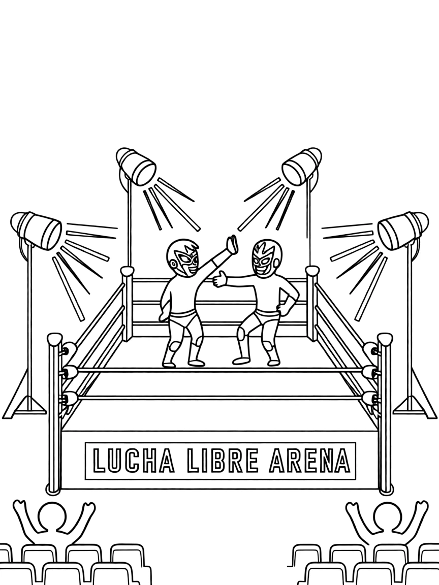 (Mexico) A scene from the Lucha Libre arena with a colorful wrestling ring