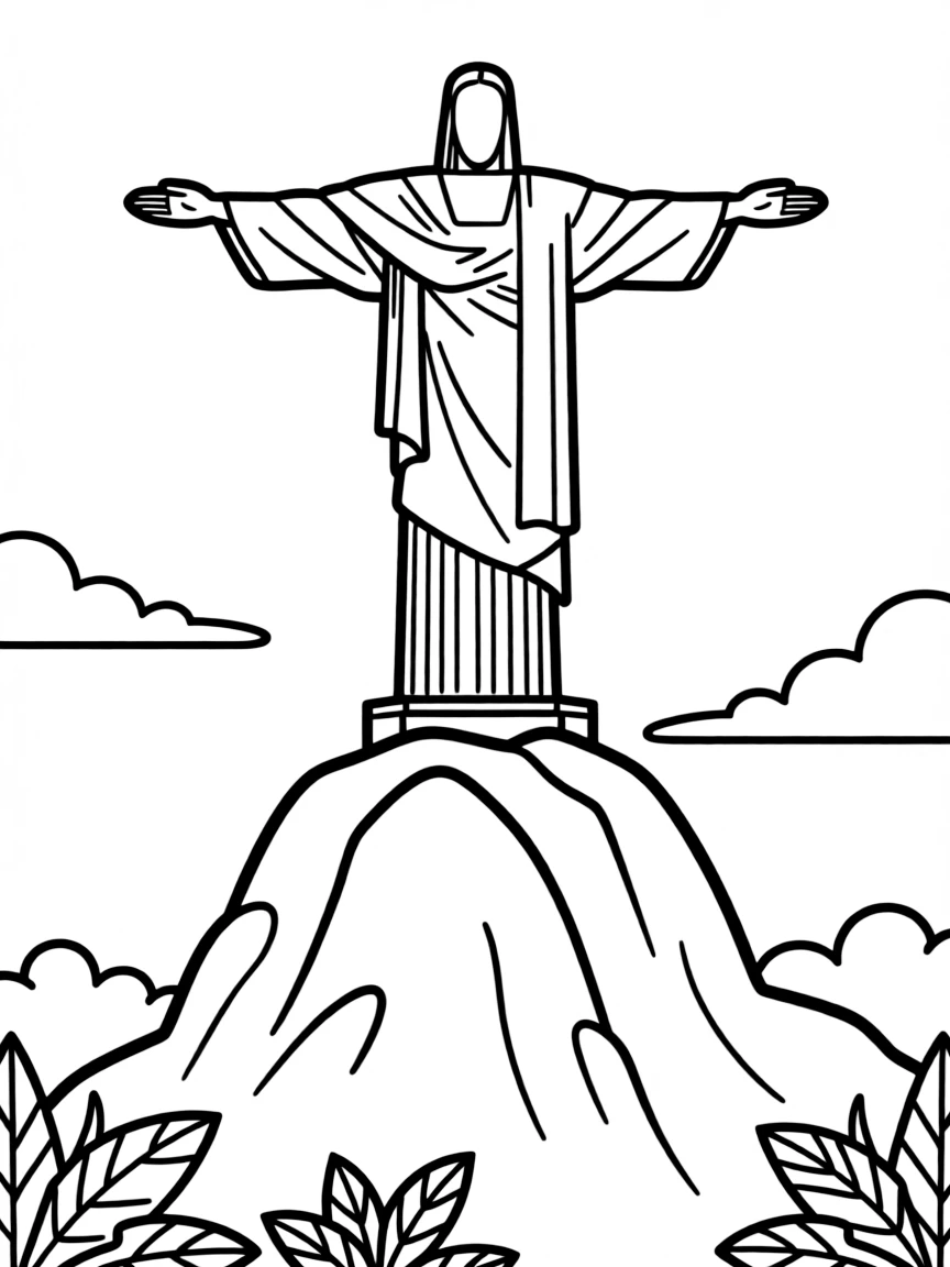 (Brazil) The Christ the Redeemer statue with arms outstretched atop Corcovado Mountain