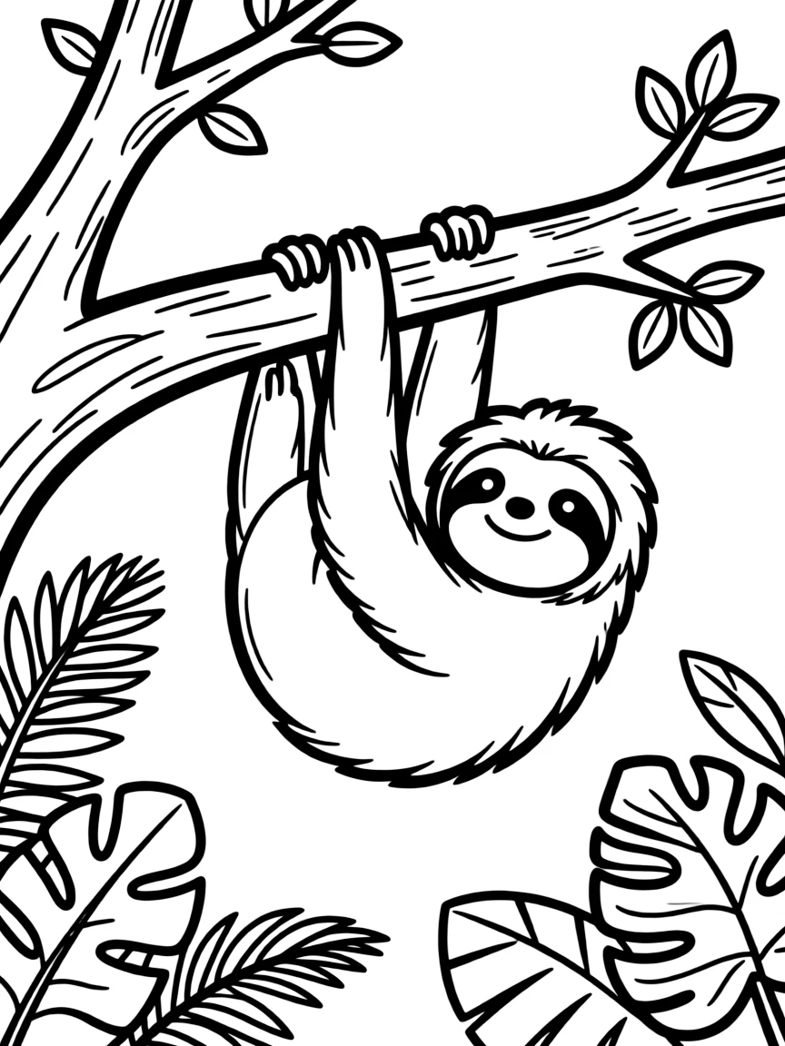 (Brazil) A sloth hanging lazily from a tree branch in the Amazon