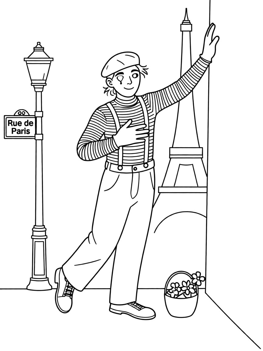 (France) A mime performing on a Paris street corner