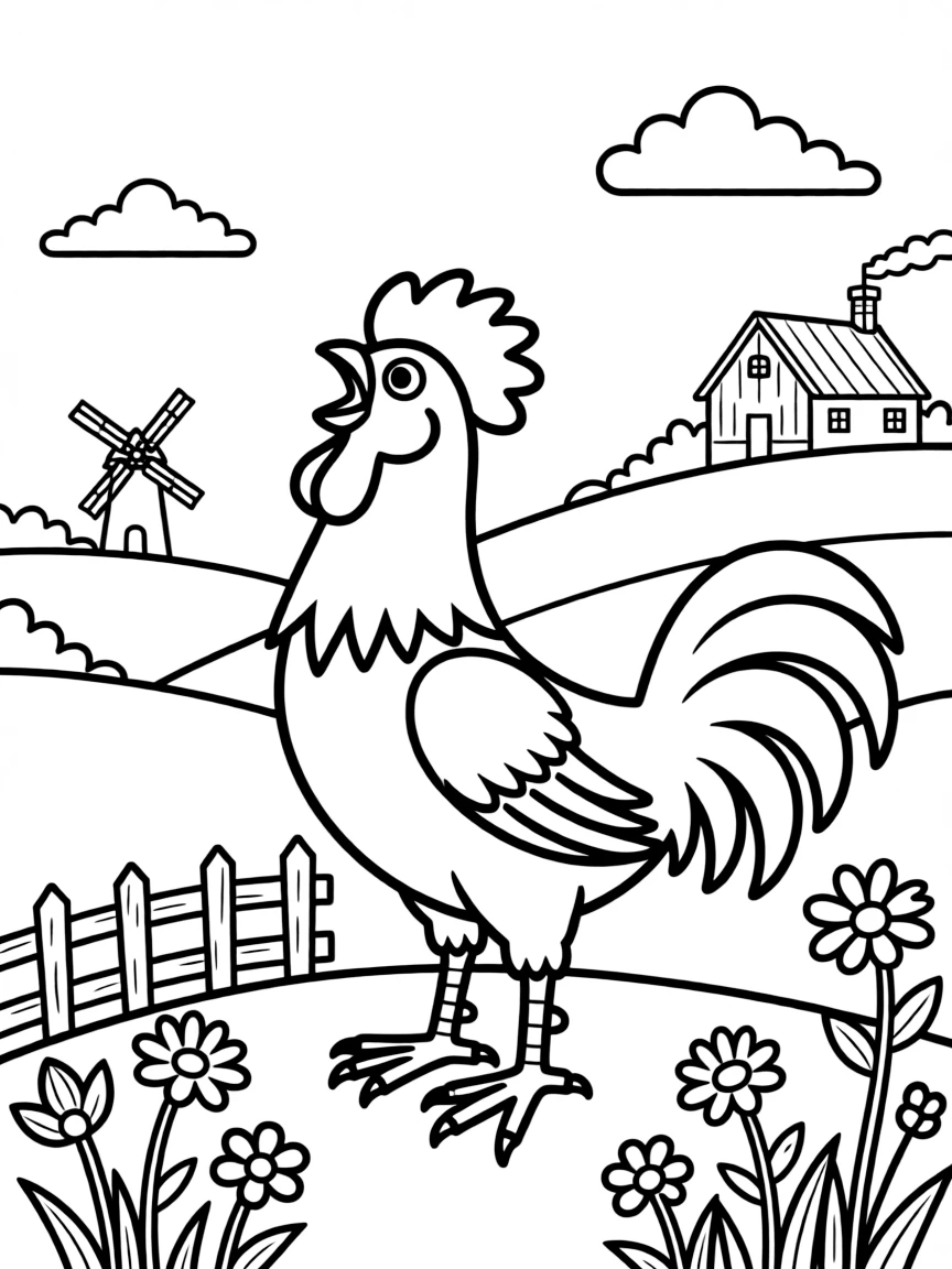 (France) A rooster (France’s national animal) crowing in the countryside