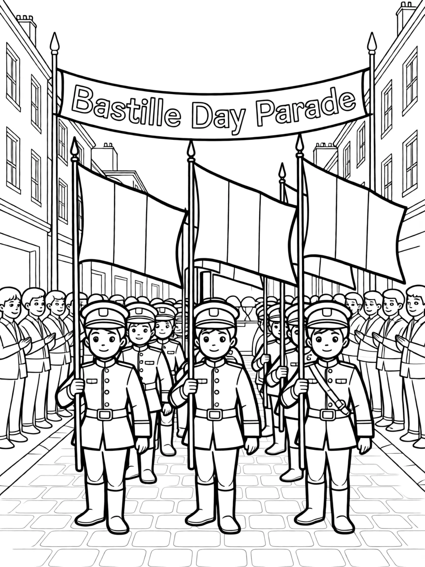 (France) The Bastille Day parade with soldiers and flags
