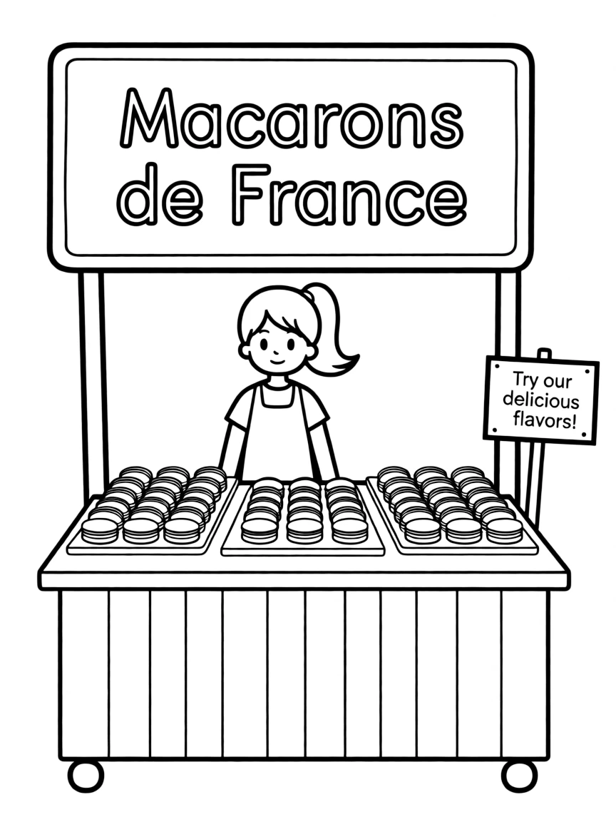 (France) A market stall selling colorful macarons