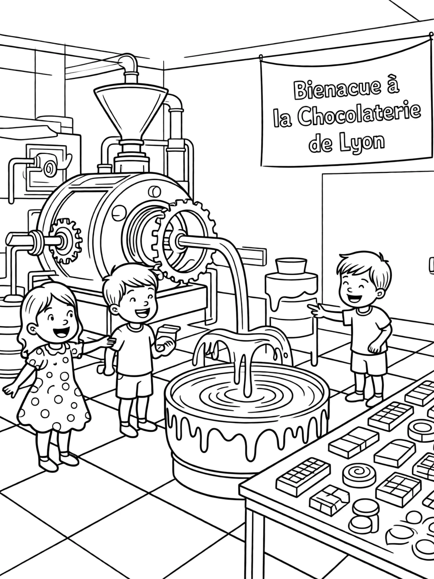 (France) Kids visiting a chocolate factory in Lyon