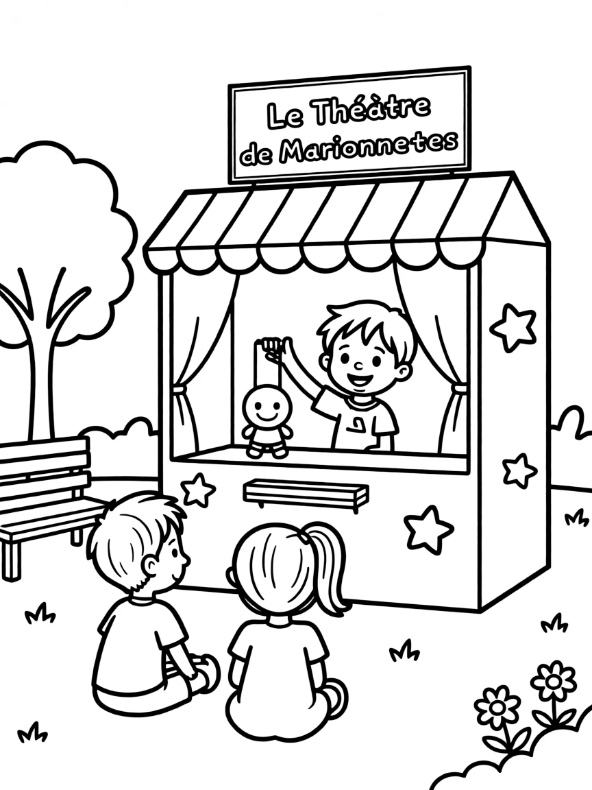 (France) A puppet theater show in a park