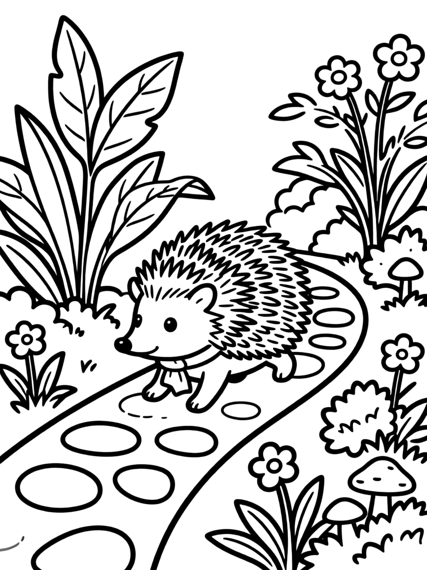 (France) A hedgehog walking through a garden path