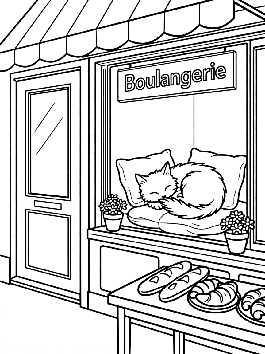 (France) A bakery cat sleeping in the window