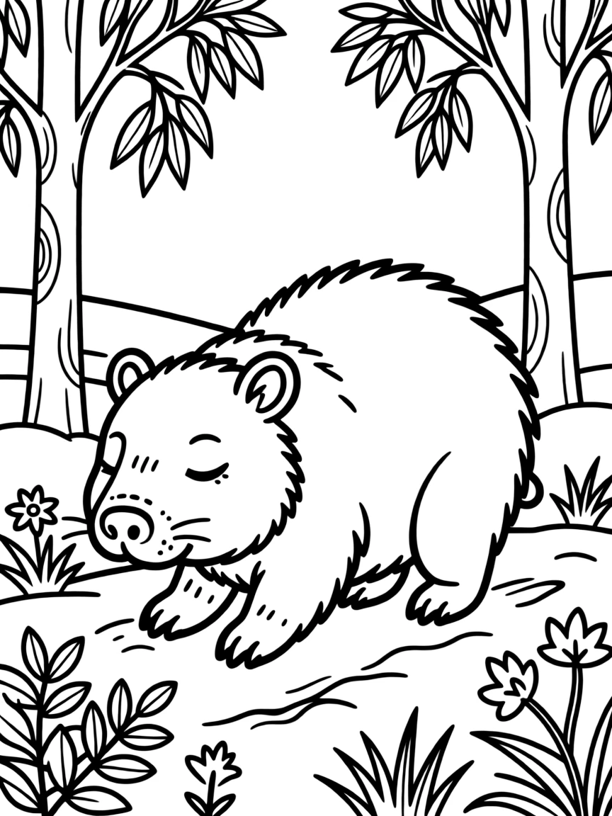 (Australia) A sleepy wombat waddling through the bush.