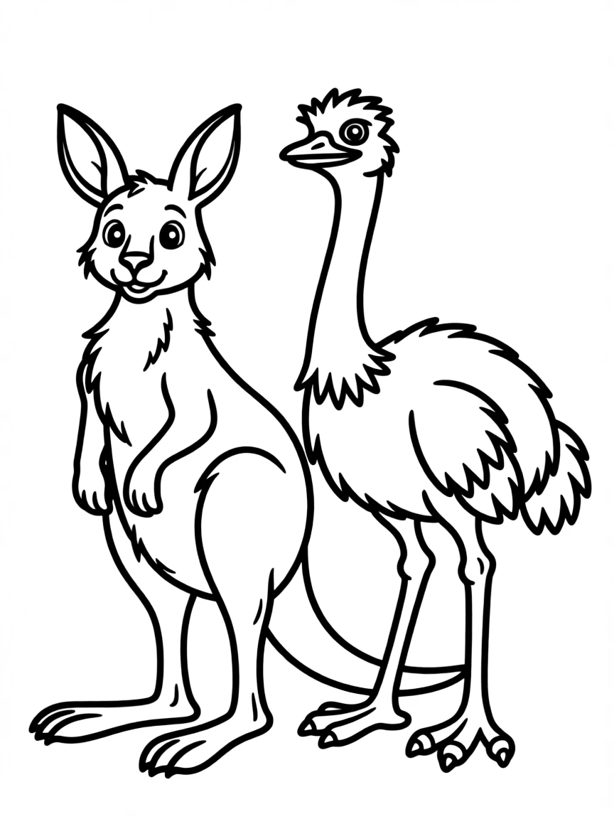 (Australia) A kangaroo and an emu standing together, like on Australia’s coat of arms.
