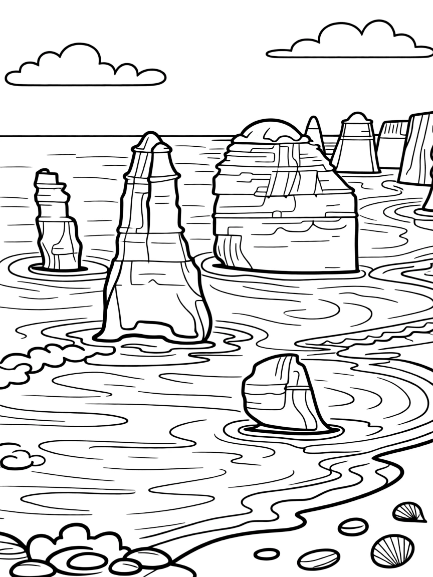 (Australia) The Twelve Apostles rock formations standing in the ocean waves.