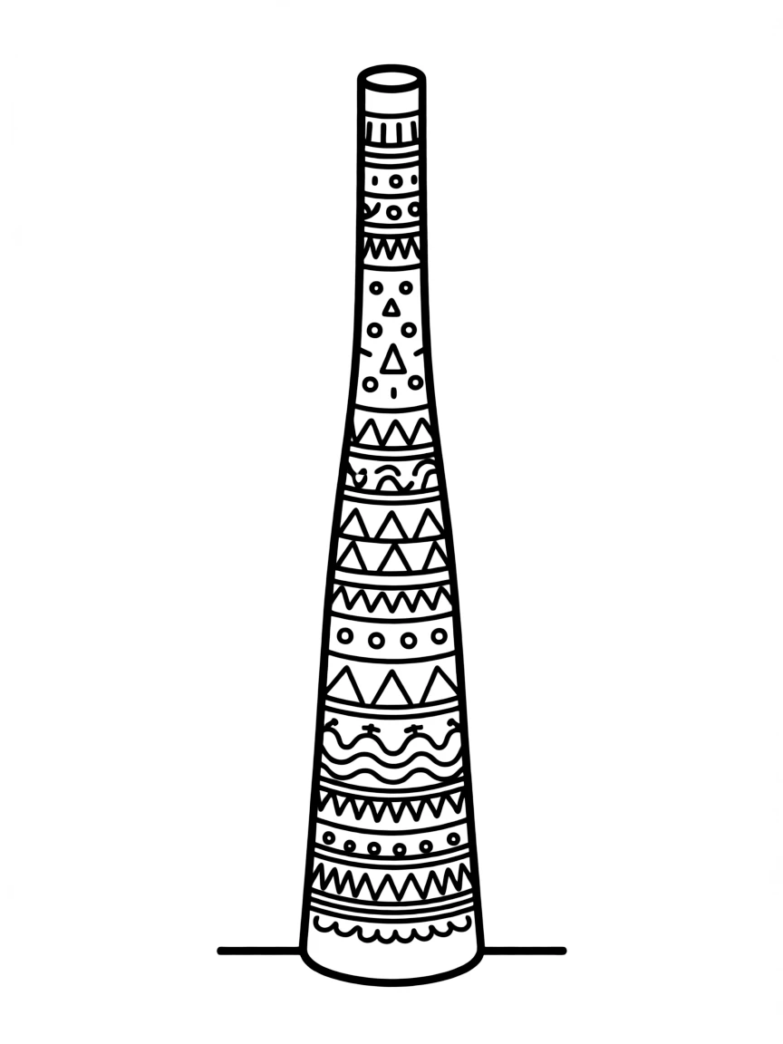 (Australia) A didgeridoo (musical instrument) painted with Aboriginal designs.