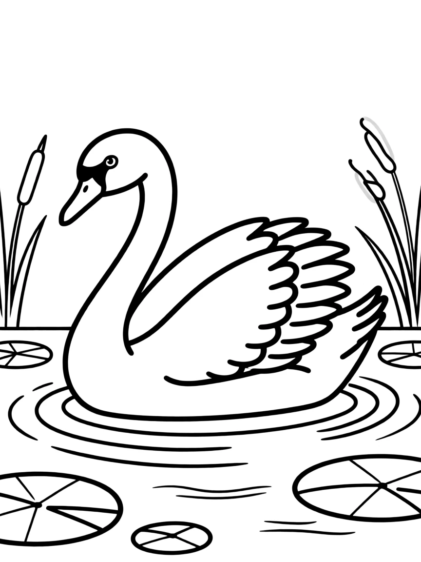 (Australia) A graceful black swan gliding on a lake.