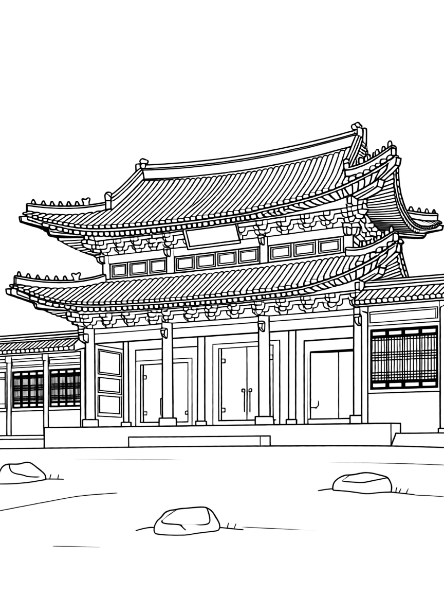 (South Korea) The ancient Namdaemun (Great South Gate) with its curved traditional roof.