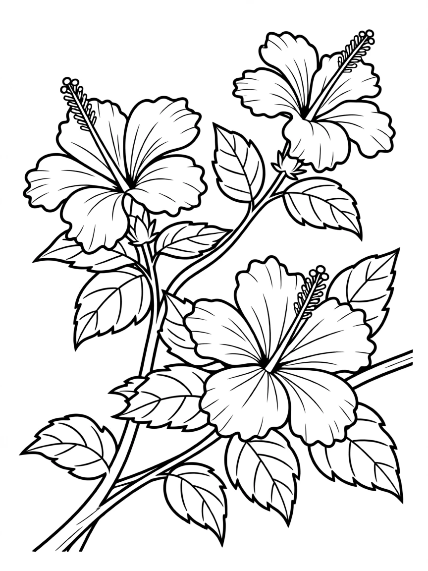 (South Korea) Pink hibiscus (mugunghwa) flowers blooming, the national flower of South Korea.