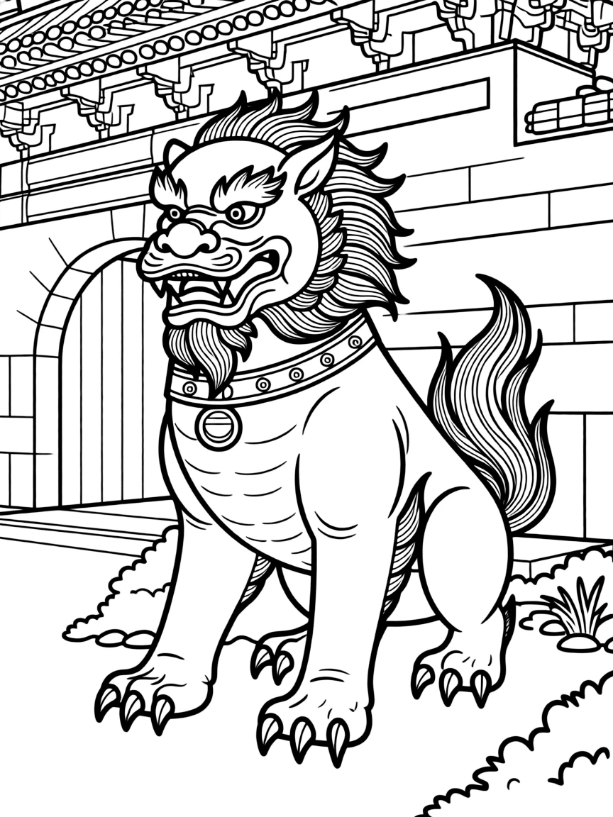 (South Korea) A fierce haetae (mythical lion-like creature) statue guarding the palace gates in Seoul.