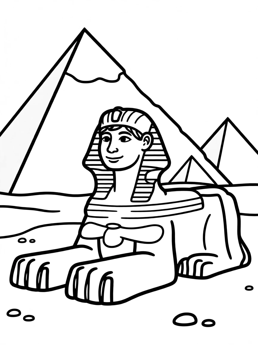 (Egypt) The Great Sphinx of Giza with a lion’s body and a human face guarding the pyramids.