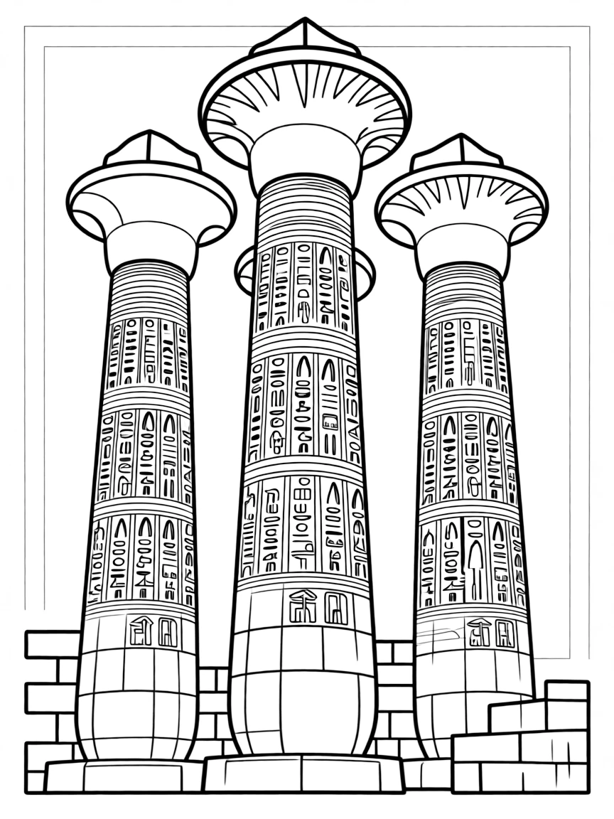 (Egypt) The grand columns of Karnak Temple, covered in ancient hieroglyphics.