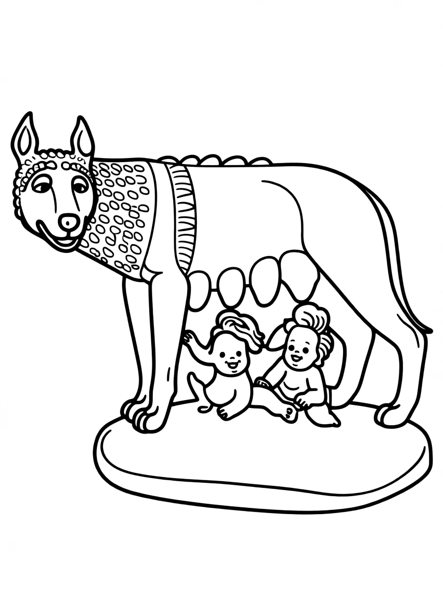 (Italy) The famous bronze she-wolf statue nursing the twin babies Romulus and Remus.