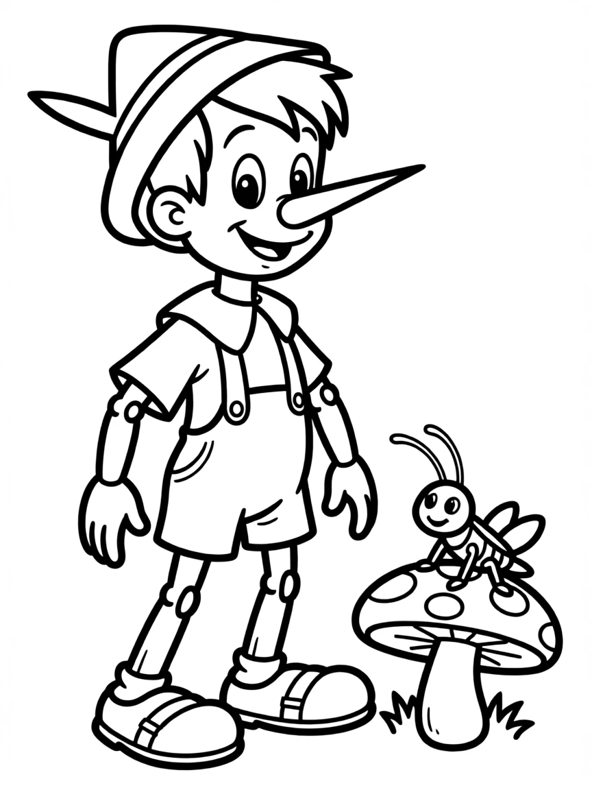 (Italy) Pinocchio, the wooden puppet, with a long nose and a big friendly smile.
