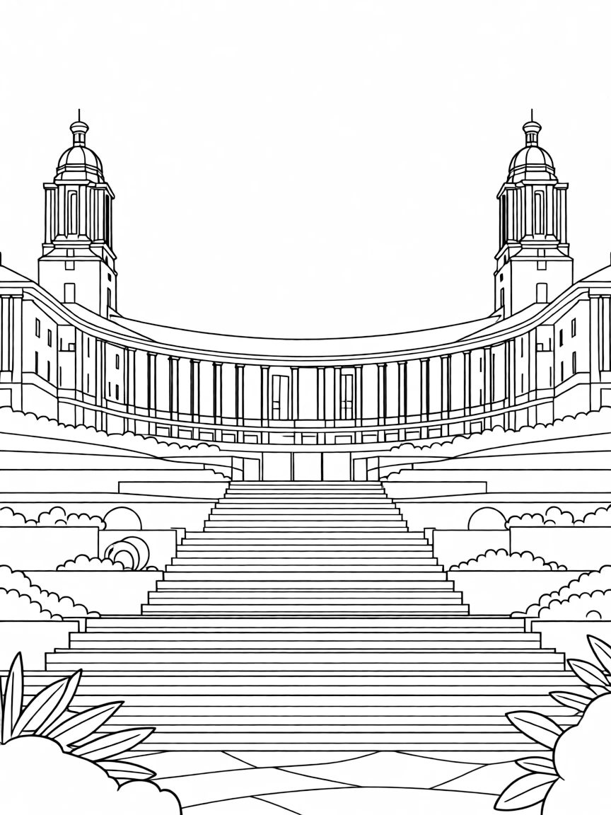 (South Africa) The Union Buildings in Pretoria with its twin towers and terraced gardens.