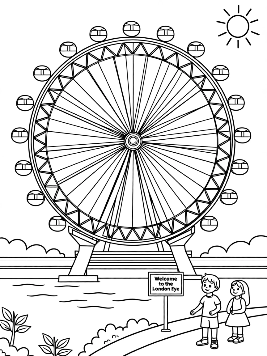 (United Kingdom) The London Eye Ferris wheel on the Thames riverbank