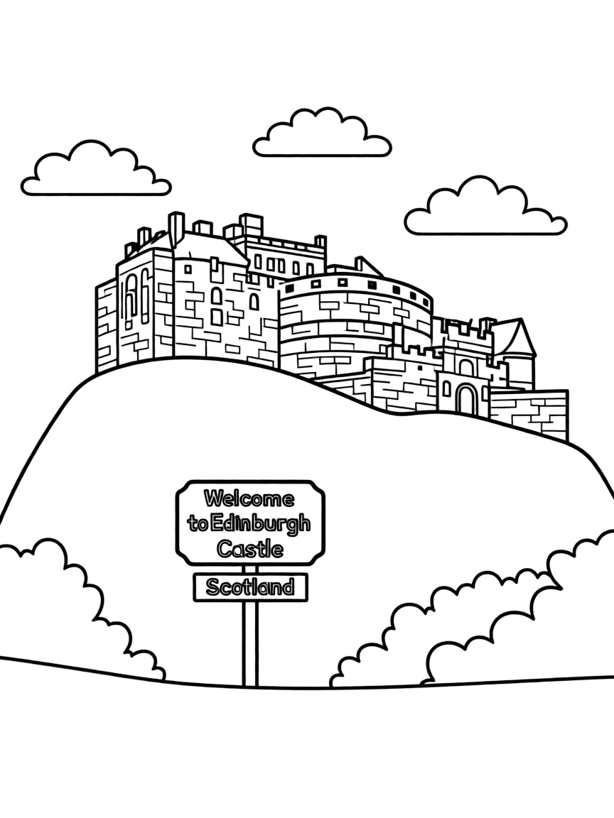 (United Kingdom) Edinburgh Castle on a hill in Scotland