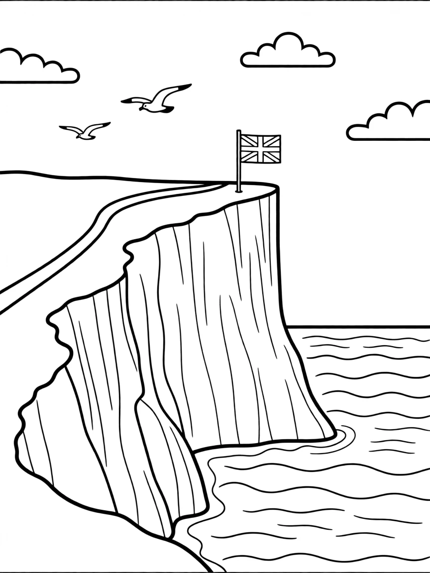 (United Kingdom) The White Cliffs of Dover overlooking the sea