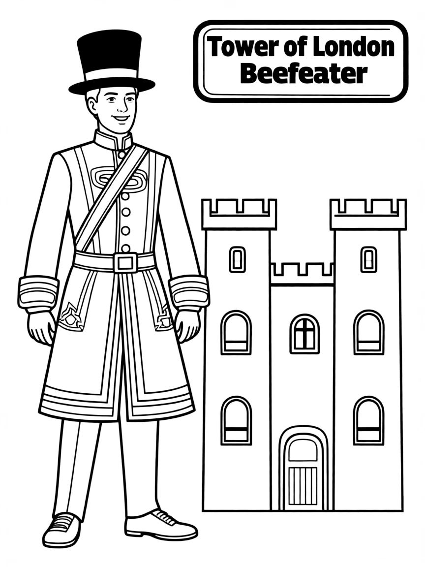 (United Kingdom) A Tower of London Beefeater guard in traditional uniform