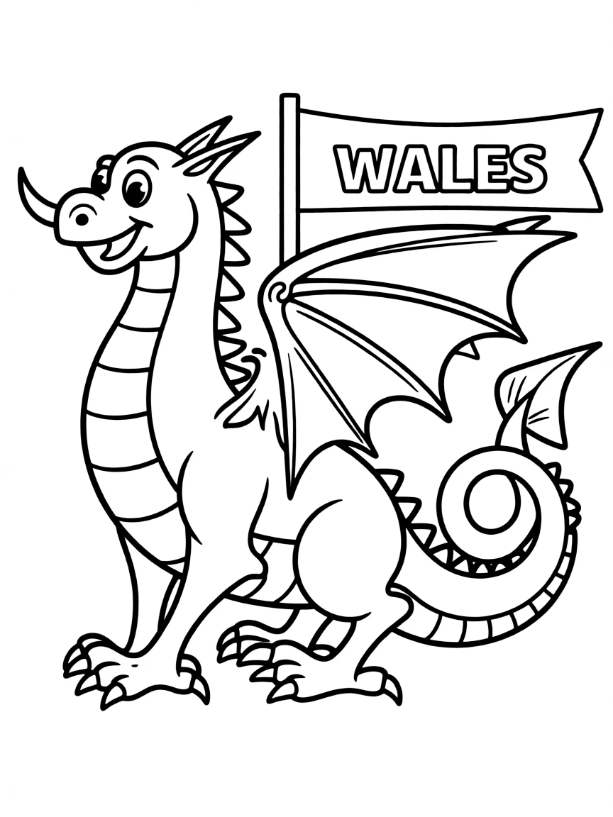 (United Kingdom) A Welsh dragon, like the red dragon from the Welsh flag
