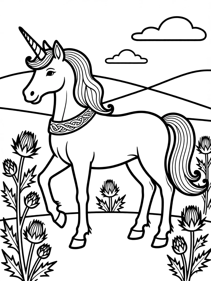 (United Kingdom) A unicorn, the mythical national animal of Scotland