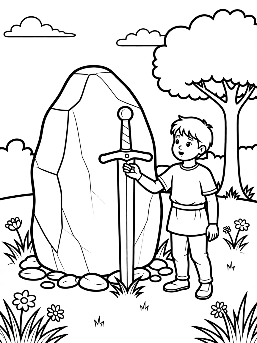 (United Kingdom) A scene of King Arthur’s sword in the stone