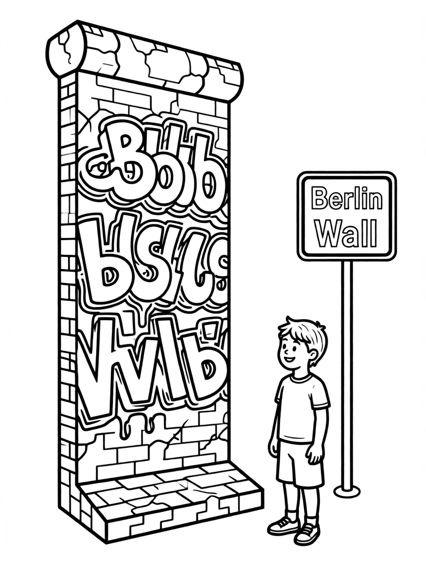 (Germany) A remaining section of the Berlin Wall with colorful graffiti