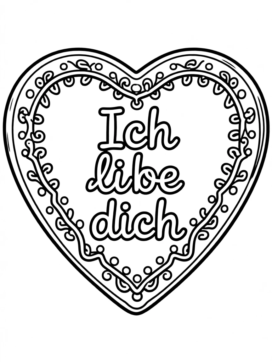 (Germany) A decorated gingerbread heart cookie with icing words