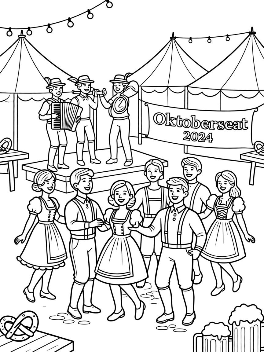 (Germany) An Oktoberfest scene with people dancing and music