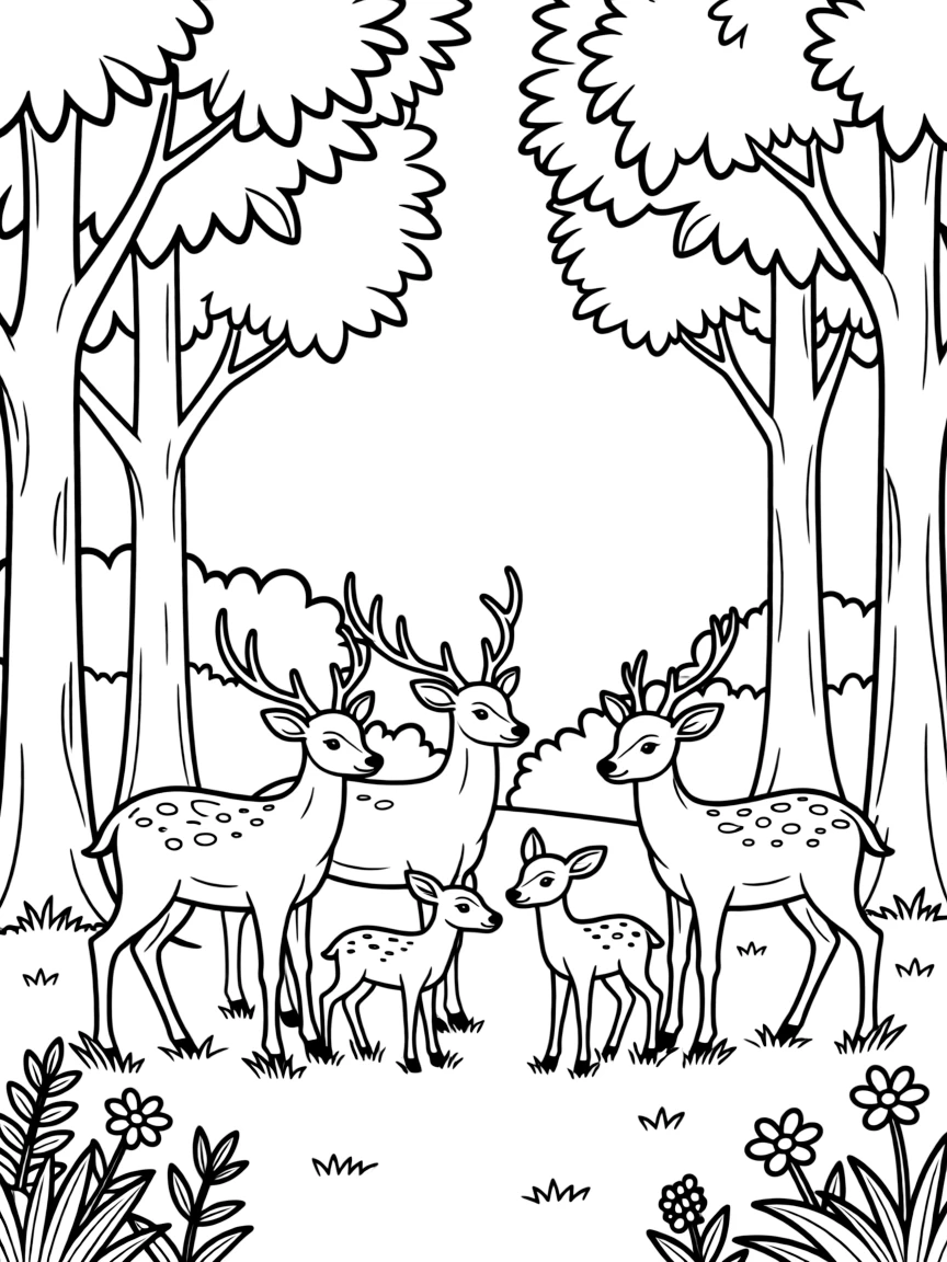 (Germany) A herd of deer in a clearing in the woods